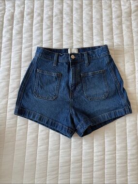 Reformation Dark Blue High-Rise Denim Shorts